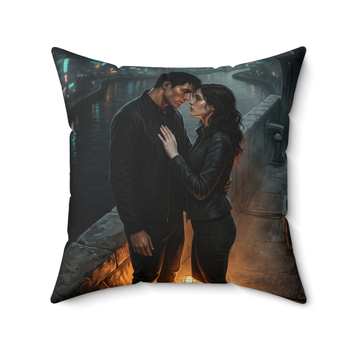 Rooftop Vow Throw Pillow - Dark Fantasy Romance Accent Cushion