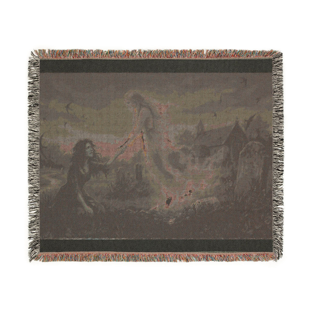 Gothic Angel & Mourner Woven Blanket — Haunted Night Throw