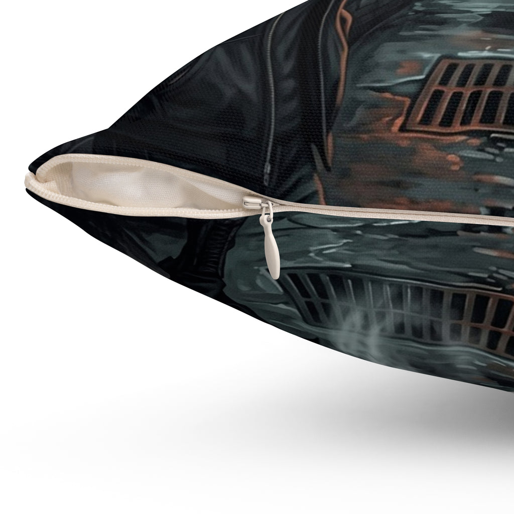 The Hunters Alley Throw Pillow - Neon Noir Dark Romance Accent Cushion