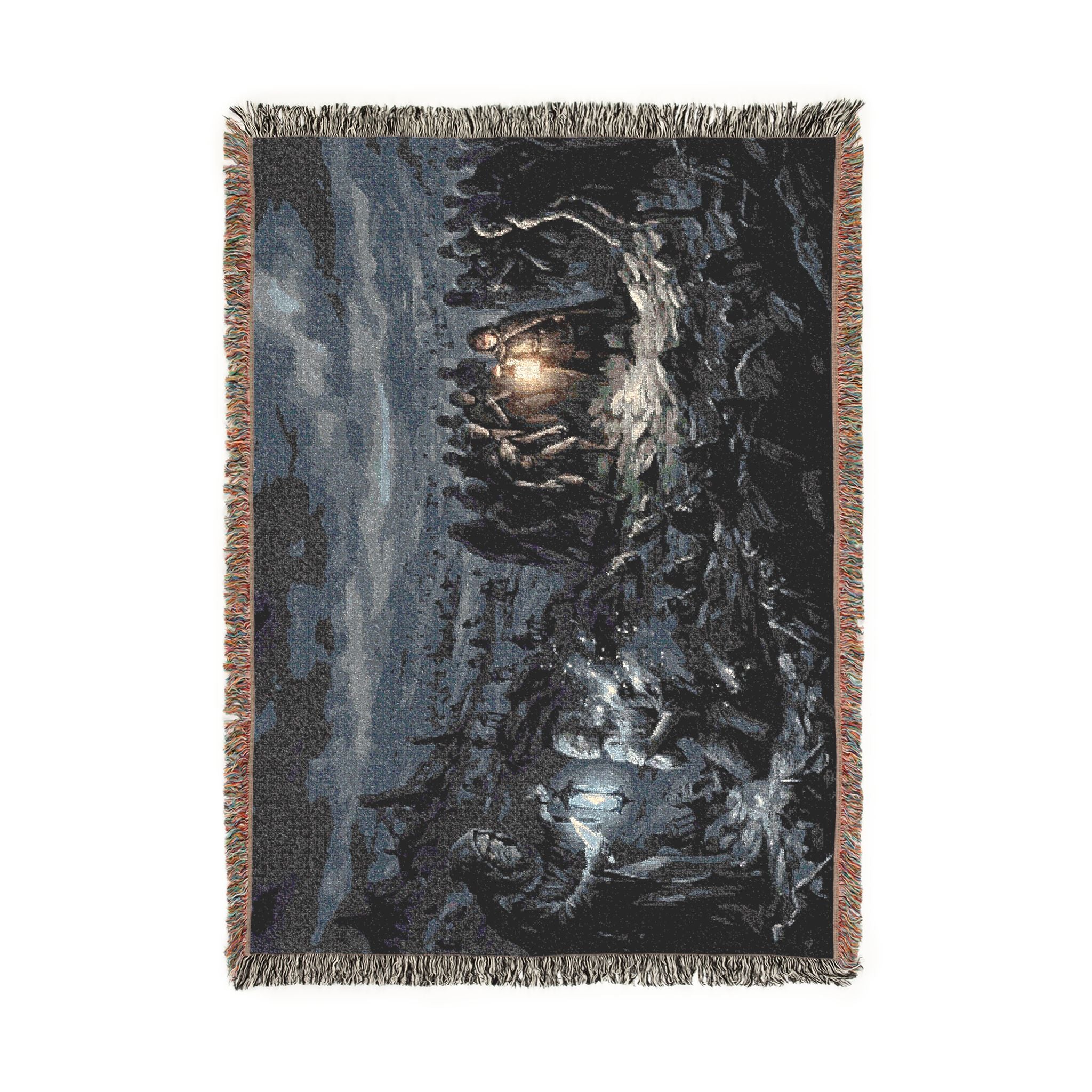Lantern Night Woven Blanket — Gothic Forest Cozy Throw