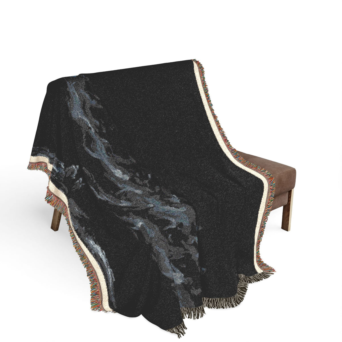 Woven Blanket - Subtle Night Sky Throw with Wispy Cloud Design