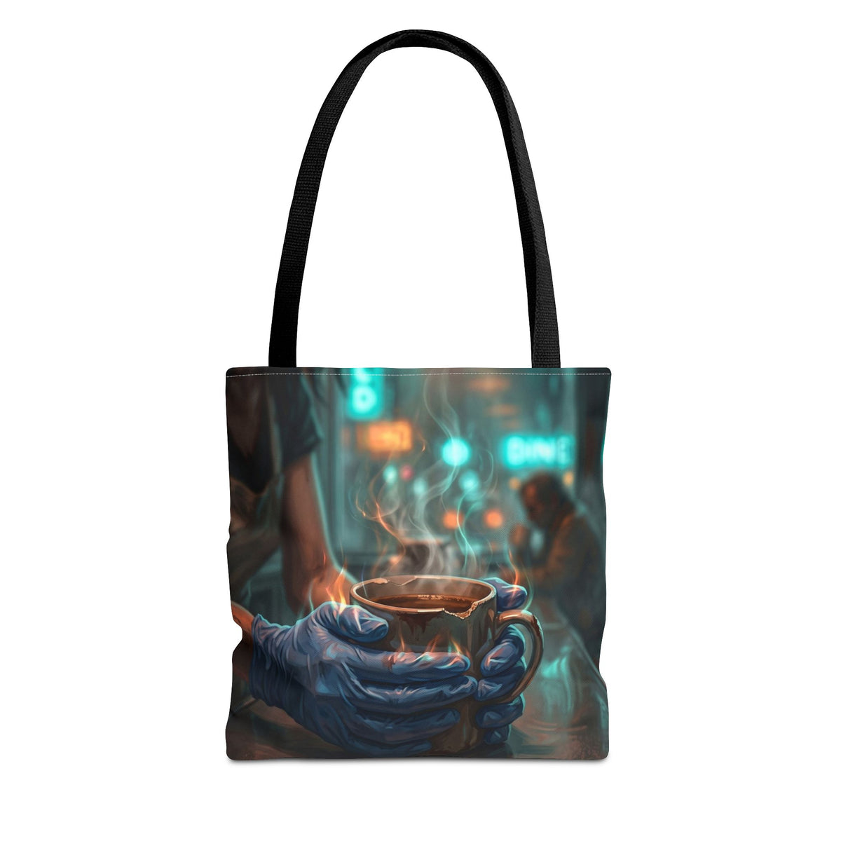Cold Hands Warm Cup Tote Bag - Cozy Noir Diner Book Bag