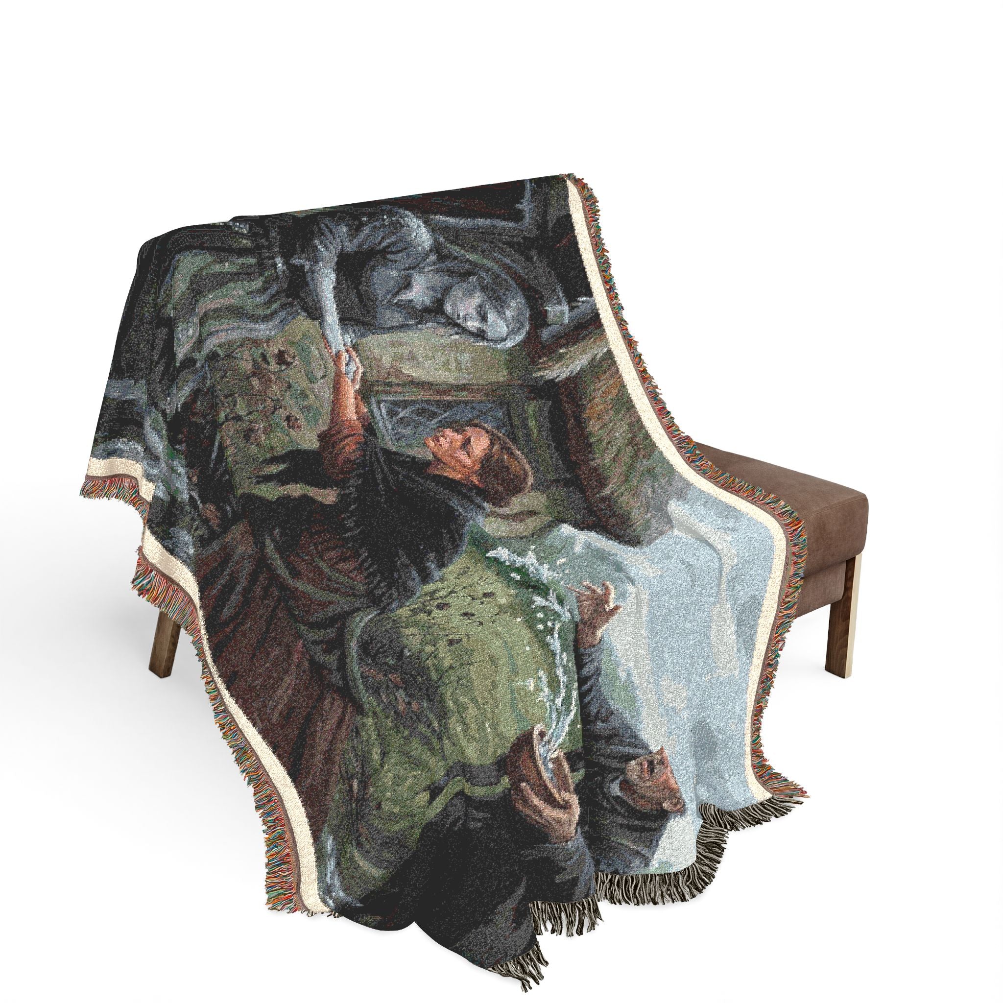 Woven Blanket: Vintage Storybook Cottage Scene Throw