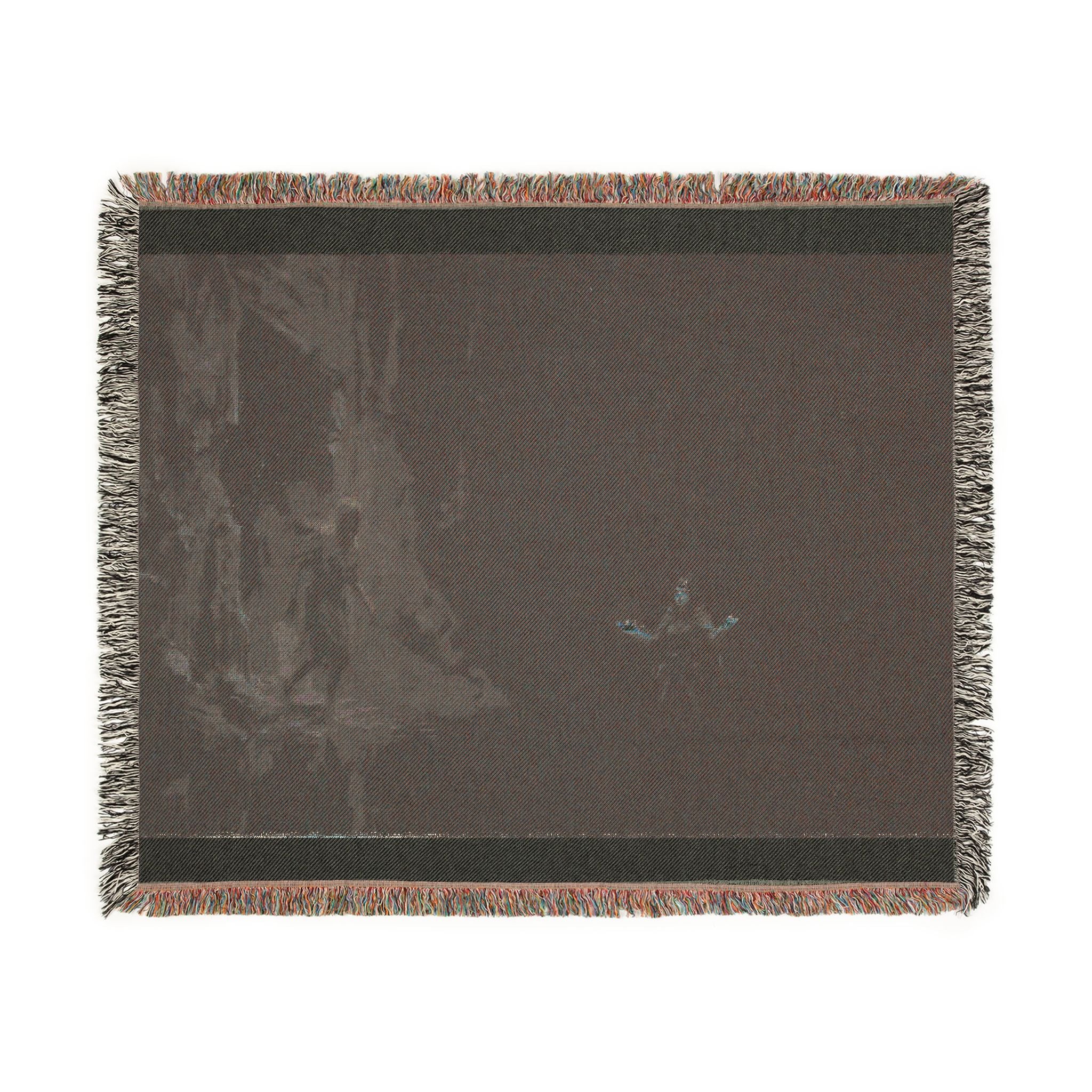 Night Forest Woven Blanket — Cozy Dark Woodland Throw with Subtle Lantern Glow