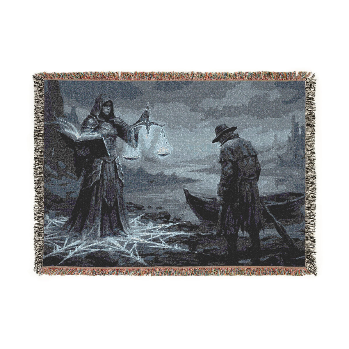 Old Sea Tale Woven Blanket — Viking Mythic Tapestry Throw