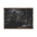 Gothic Forest Woven Blanket – Haunted Hooded Figure Throw for Dark Fantasy Fans