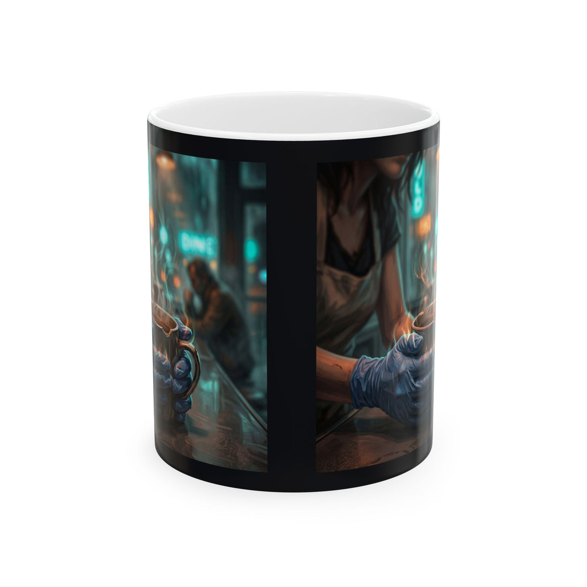 Cold Hands Warm Cup Ceramic Mug - Cozy Noir Diner Coffee Cup