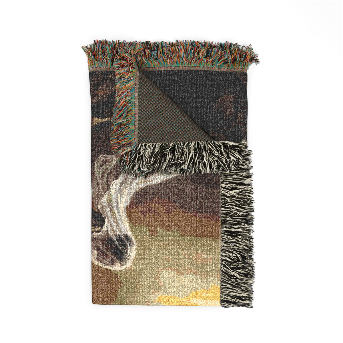 Celestial Embrace Woven Blanket — Ethereal Angels Golden Sky Throw