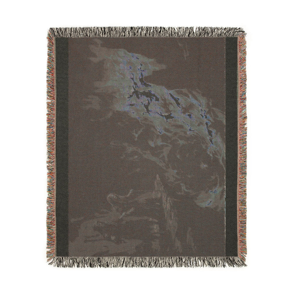 Fire and Smoke Woven Blanket — Dramatic Abstract Fireplace Throw