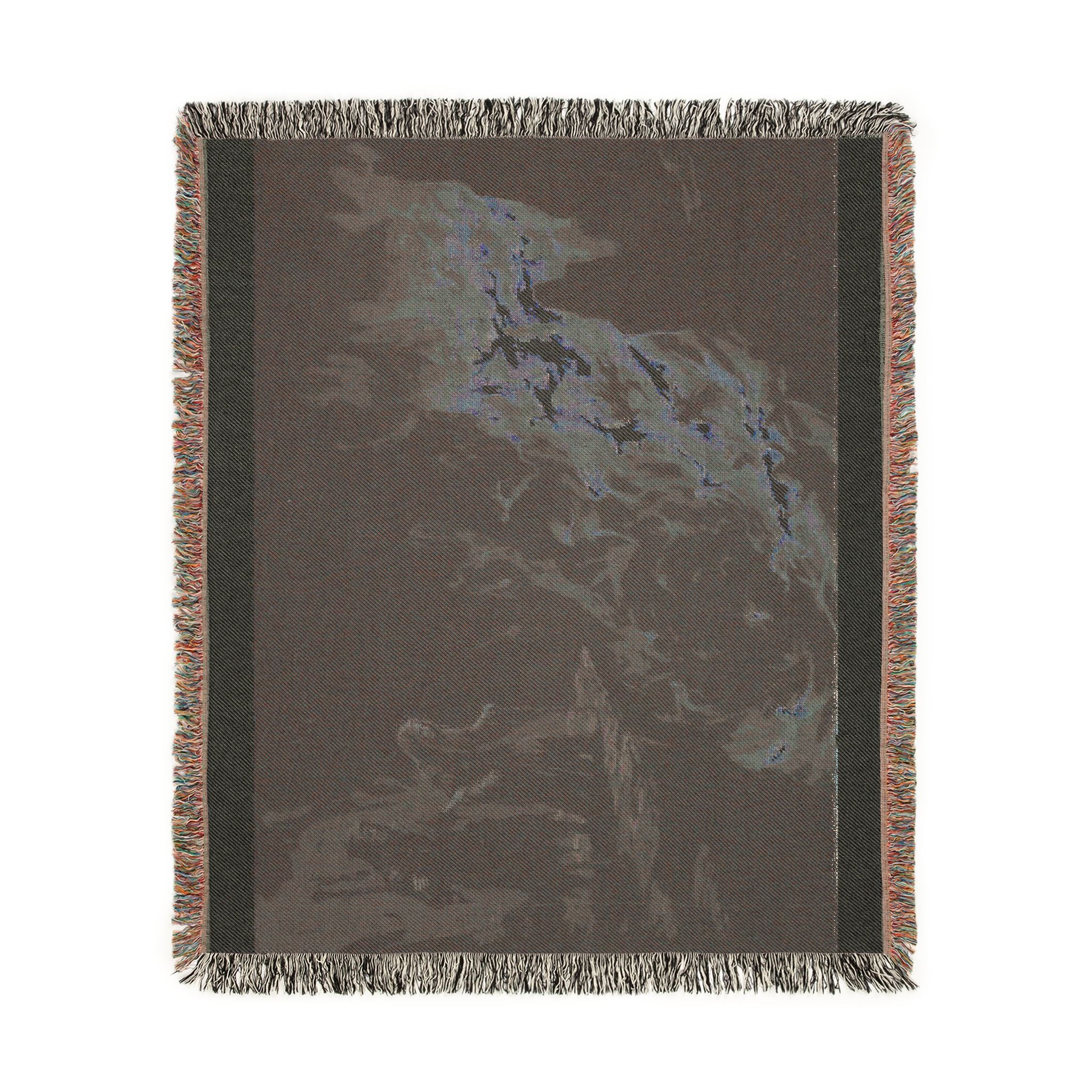 Fire and Smoke Woven Blanket — Dramatic Abstract Fireplace Throw