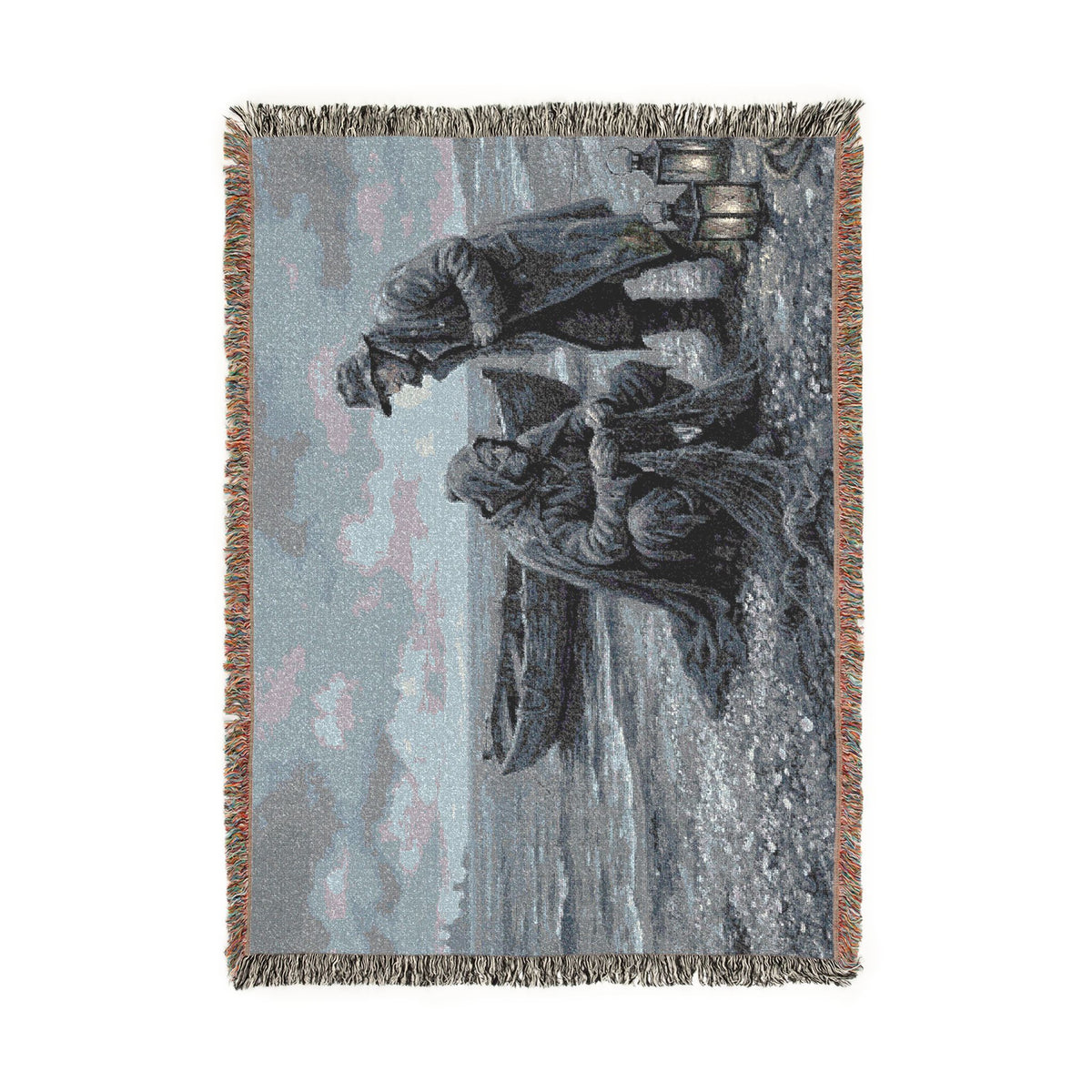Coastal Fishermen Woven Throw Blanket — Vintage Seaside Nautical Decor