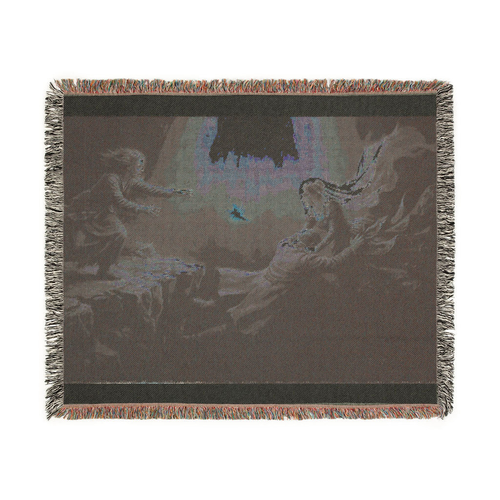 Celestial Embrace Woven Blanket — Ethereal Angels Golden Sky Throw