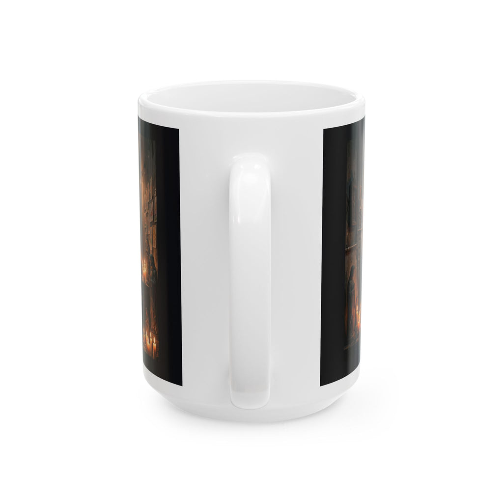 Candlelit Vigil Ceramic Mug - Gothic Shrine Dark Romance Coffee Cup