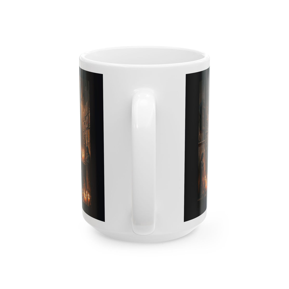 Candlelit Vigil Ceramic Mug - Gothic Shrine Dark Romance Coffee Cup