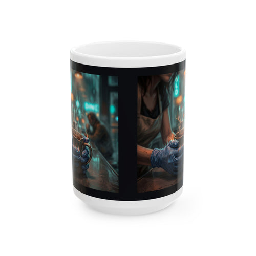 Cold Hands Warm Cup Ceramic Mug - Cozy Noir Diner Coffee Cup