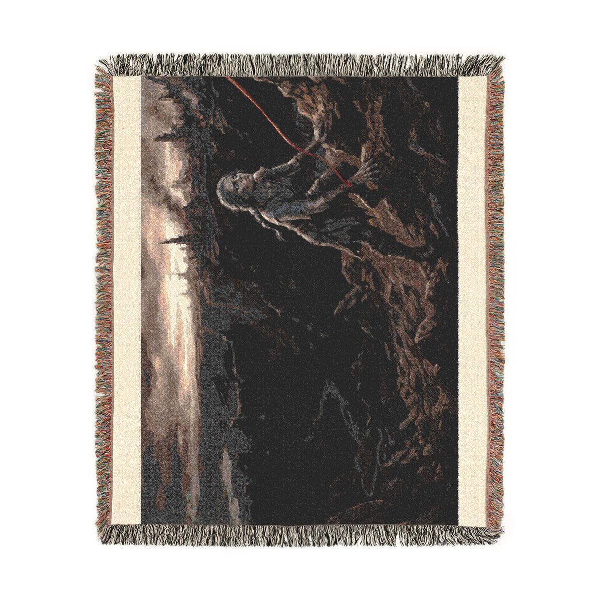 Viking Fisherman Woven Blanket – Norse Coastal Landscape Throw