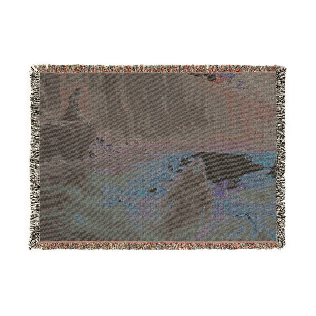 Mythic Sea Woven Blanket — Odin and Valkyrie Nordic Landscape Throw
