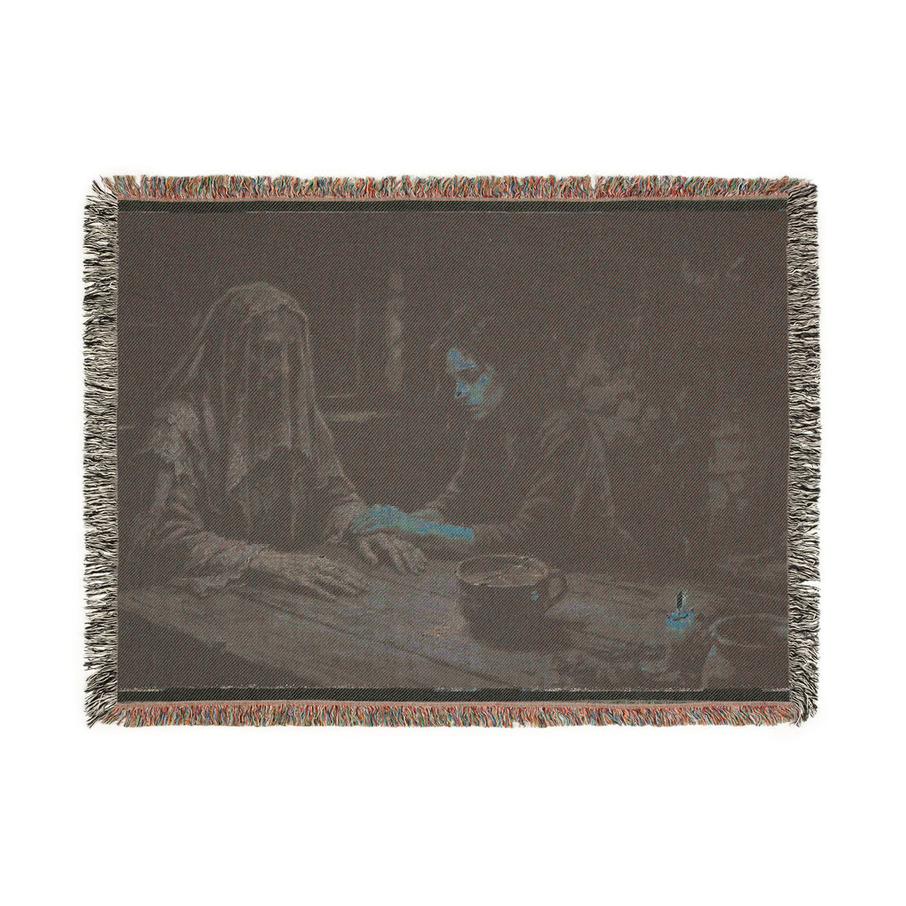 Shadowed Candlelight Woven Blanket — Witchy Occult Throw