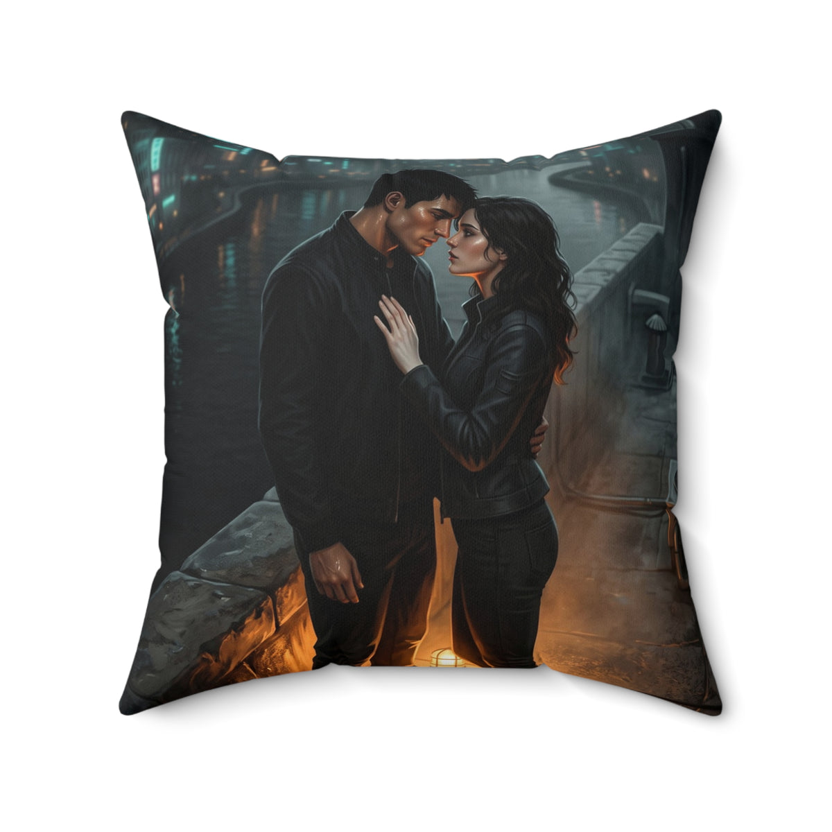 Rooftop Vow Throw Pillow - Dark Fantasy Romance Accent Cushion