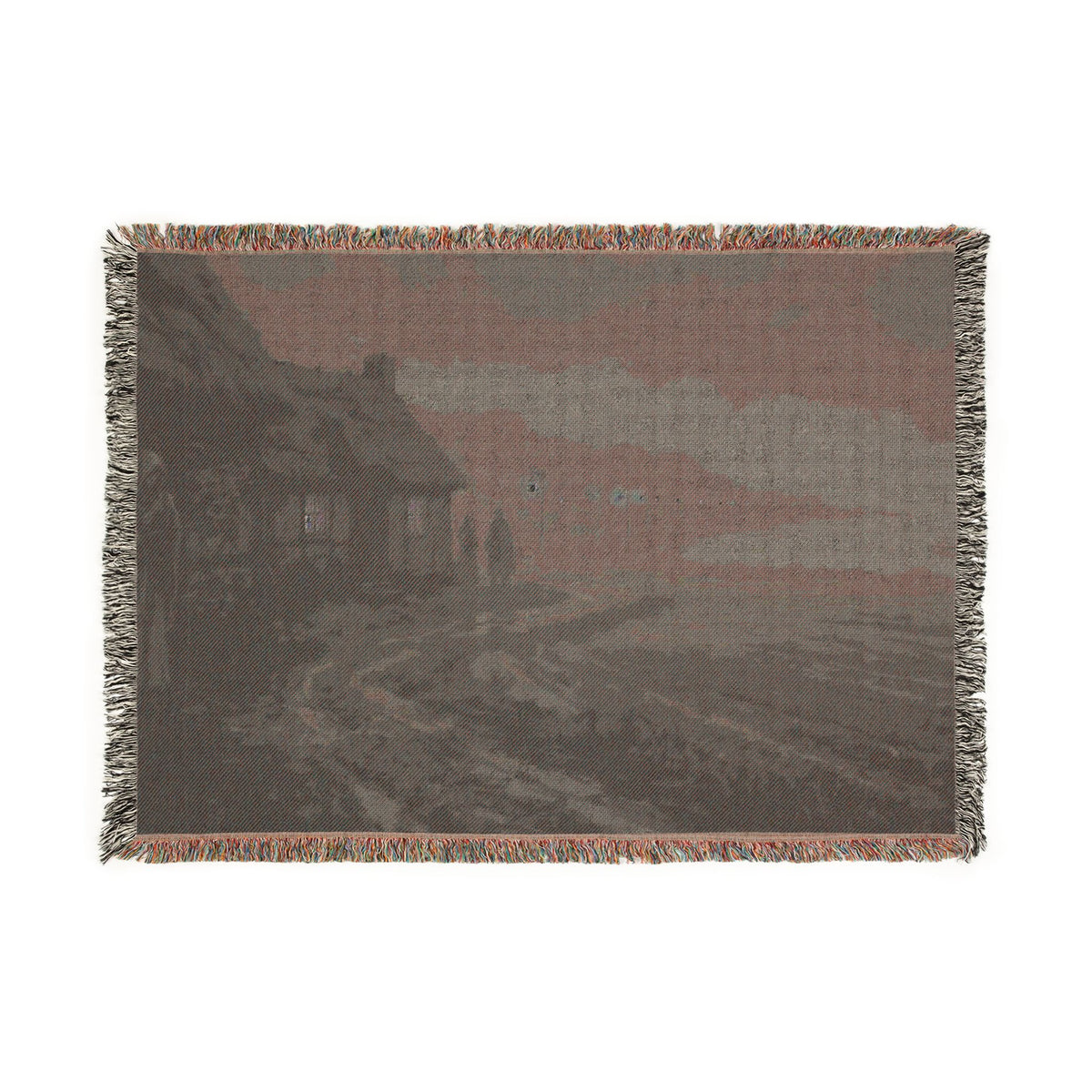 Cozy Coastal Cottage Woven Blanket — Nautical Seaside Throw for Home Decor
