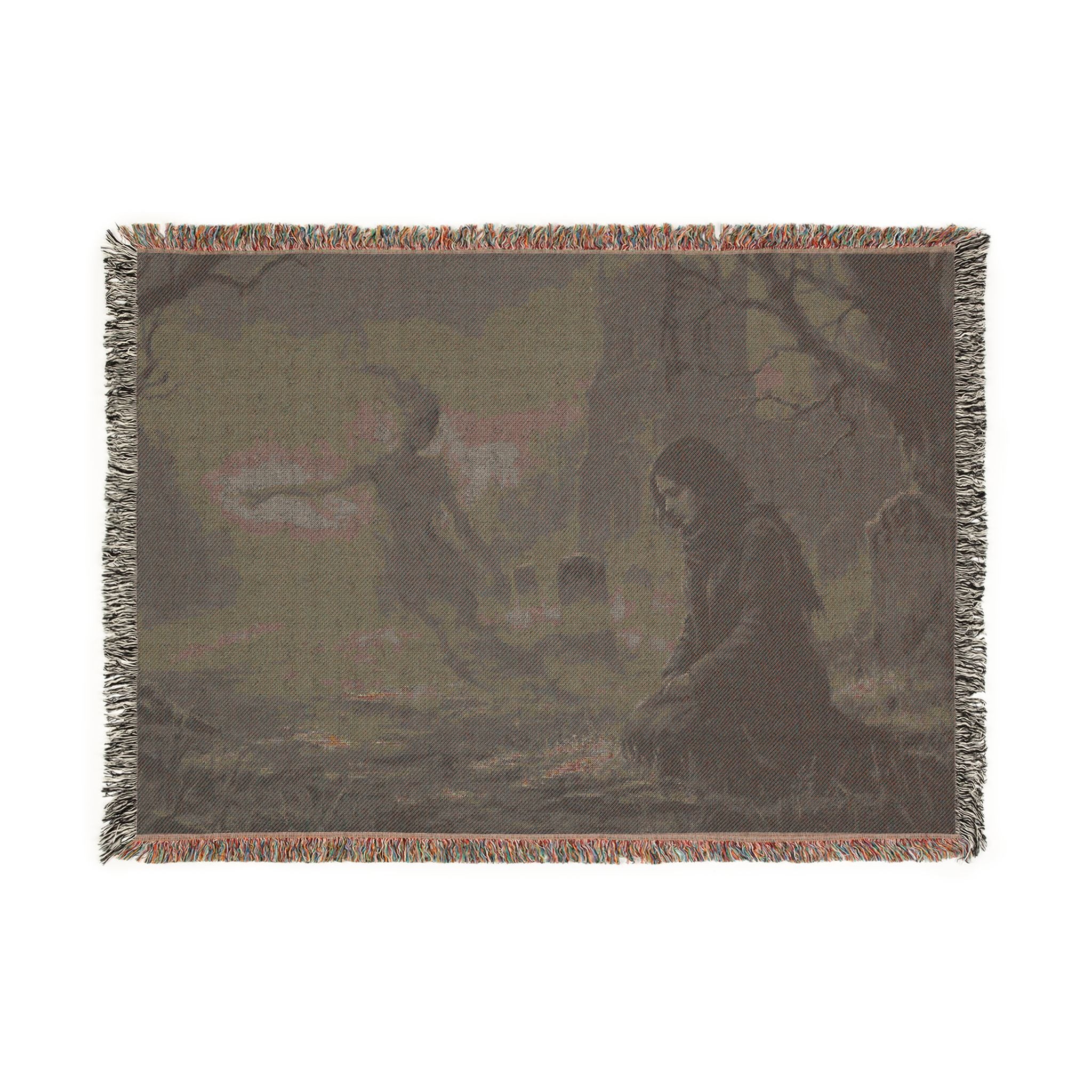 Dusk Forest Woven Blanket — Witchy Mystic Twilight Throw