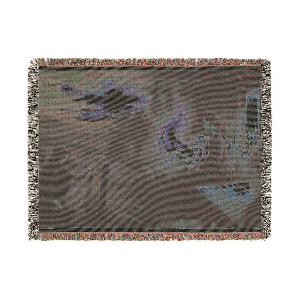 Nativity Scene Woven Throw Blanket — Classic Christmas Religious Home Decor