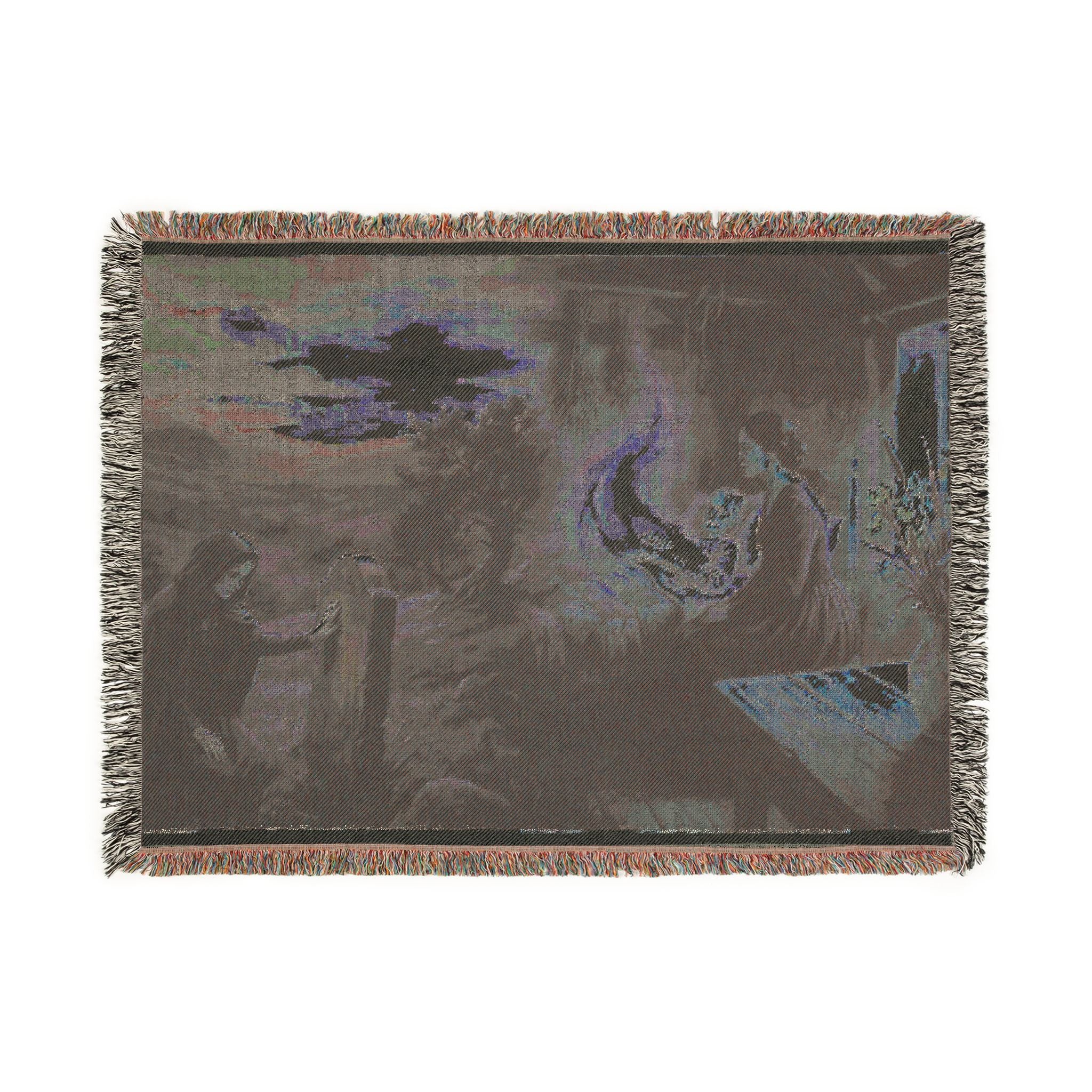 Nativity Scene Woven Throw Blanket — Classic Christmas Religious Home Decor
