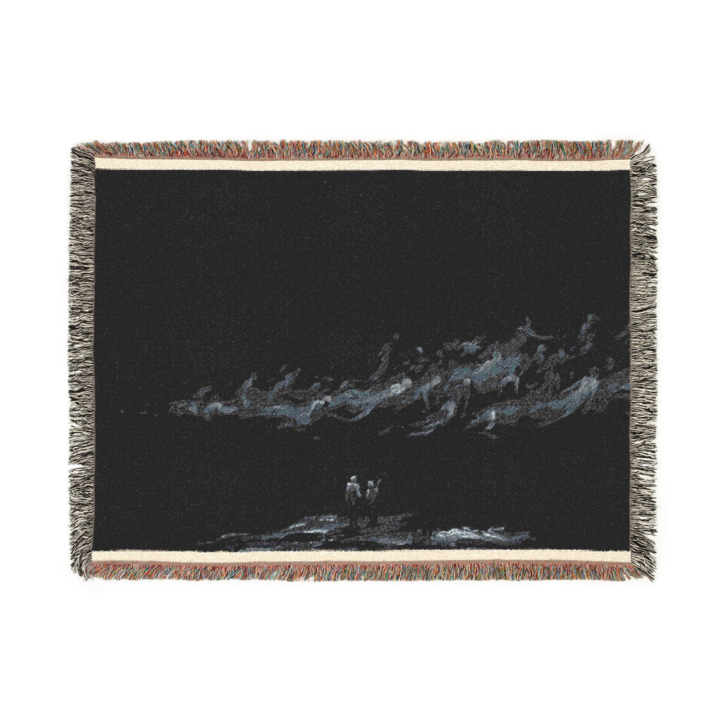 Woven Blanket - Subtle Night Sky Throw with Wispy Cloud Design