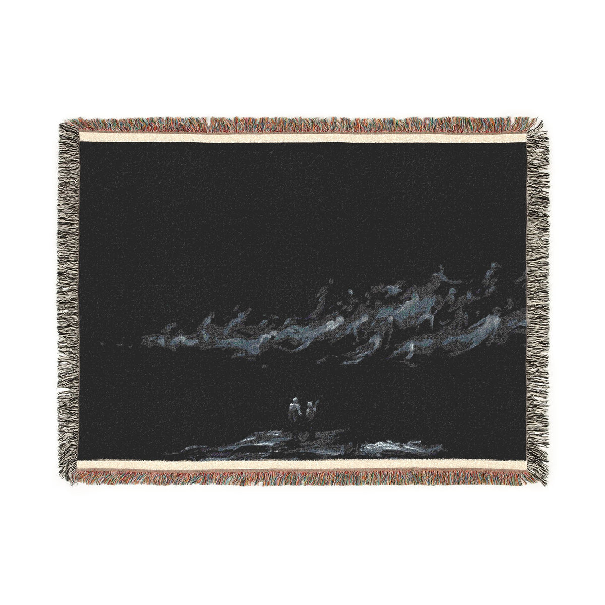 Woven Blanket - Subtle Night Sky Throw with Wispy Cloud Design