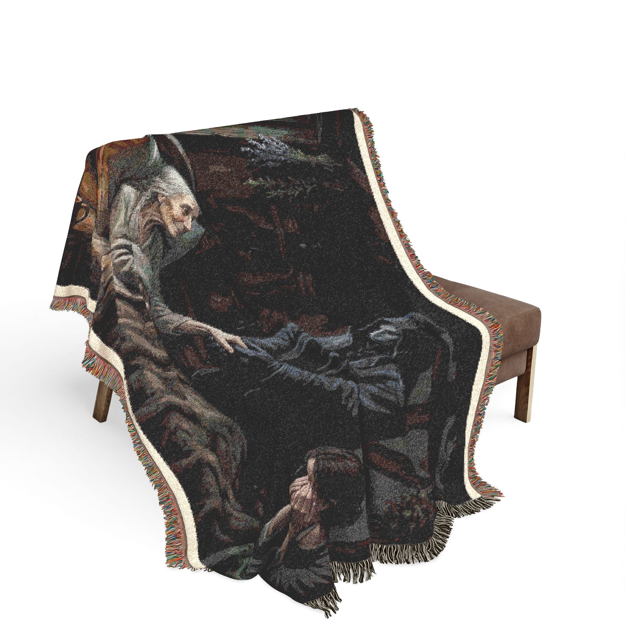 Candlelit Victorian Woven Blanket — Gothic Literary Throw