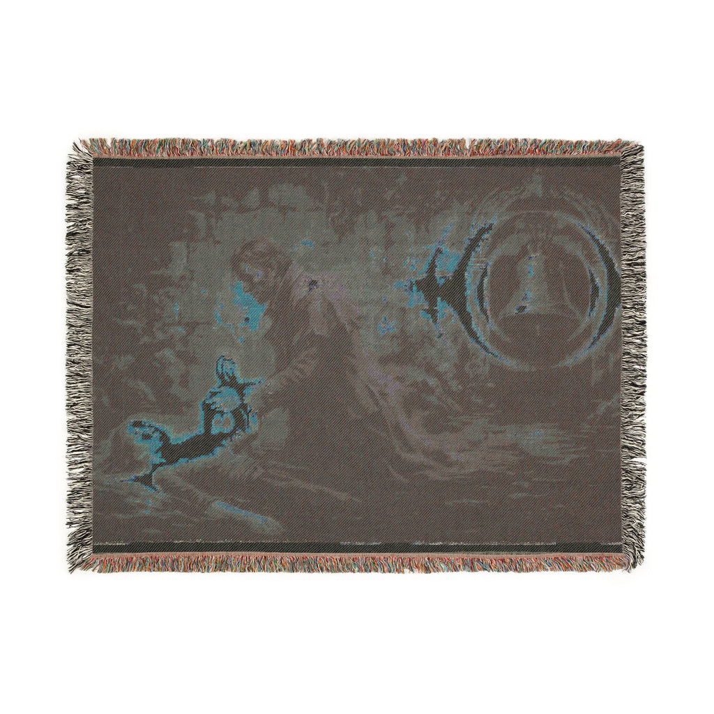 Mystic Bell Woven Blanket — Celtic Raven & Fire Tapestry Throw