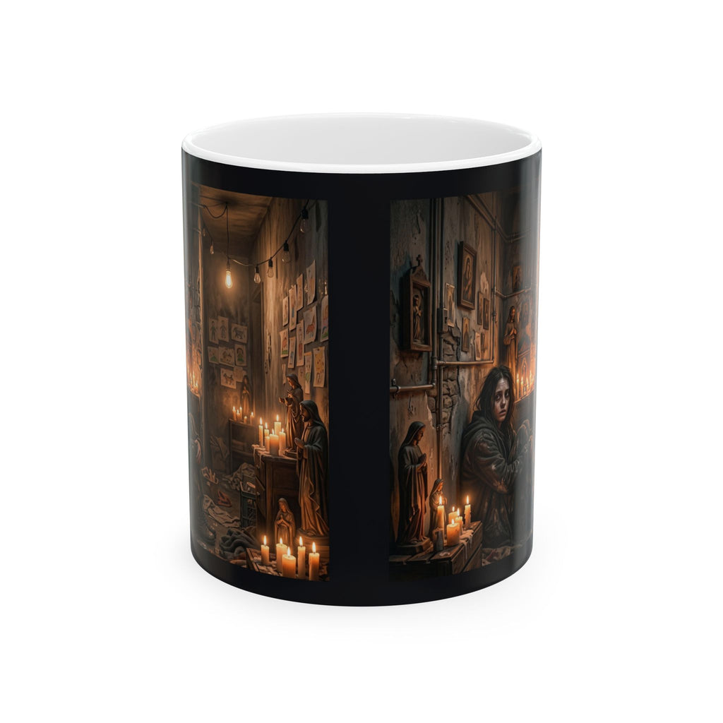 Candlelit Vigil Ceramic Mug - Gothic Shrine Dark Romance Coffee Cup