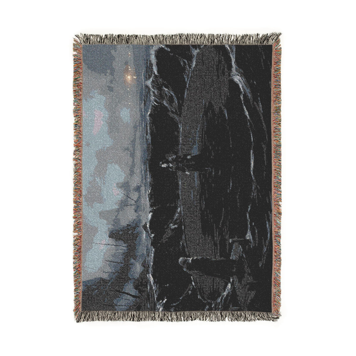 Ocean Night Woven Blanket — Moody Seascape Throw for Coastal Decor & Gift