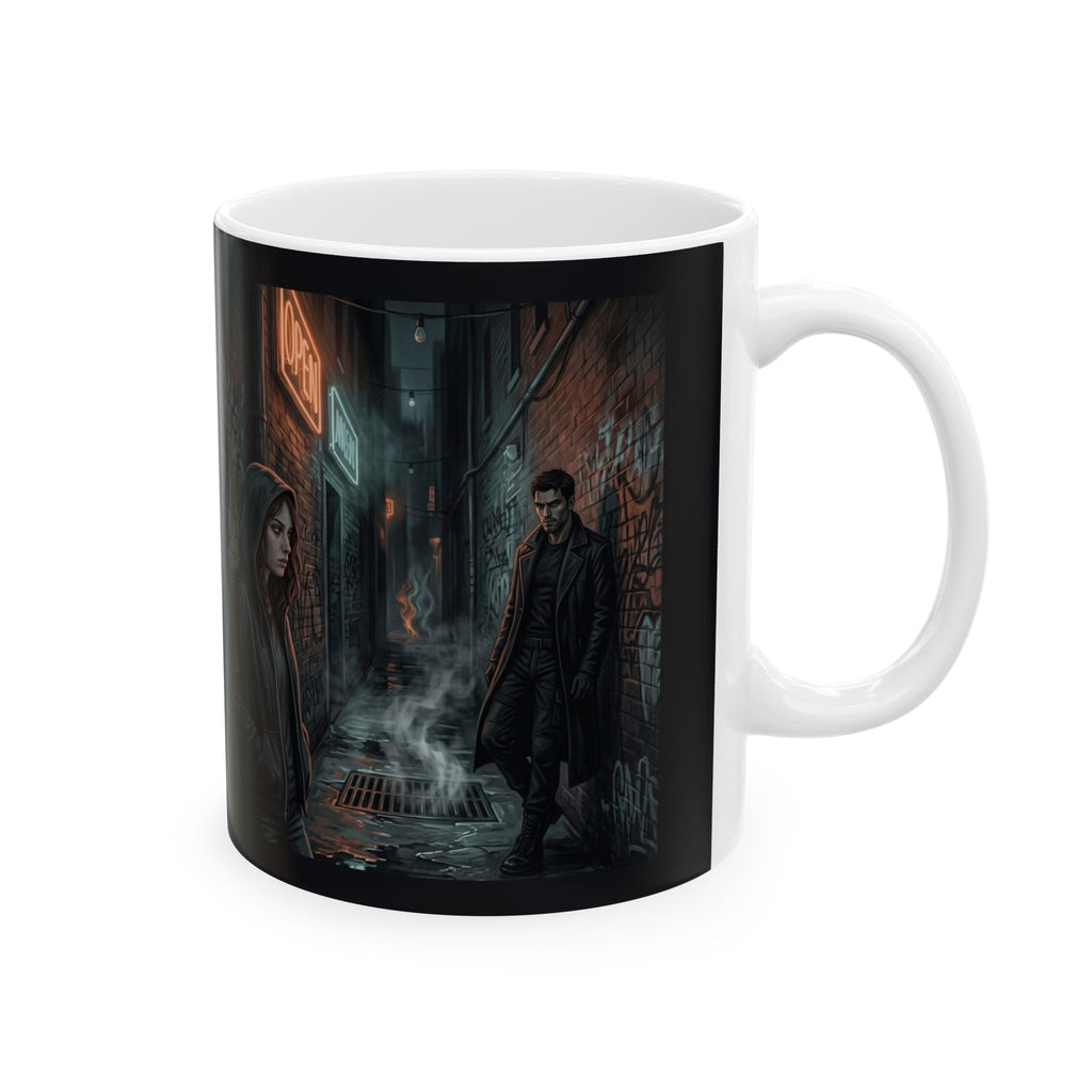 The Hunters Alley Ceramic Mug - Neon Noir Dark Romance Coffee Cup