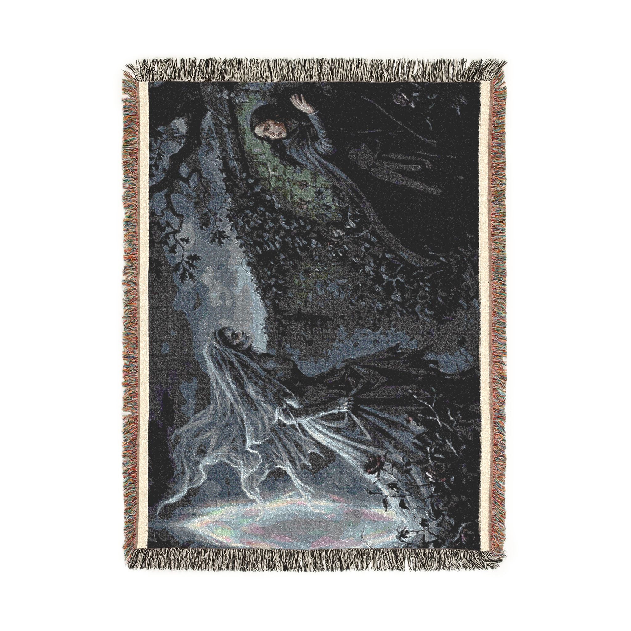 Midnight Ink Woven Blanket — Occult Mystic Tapestry Throw