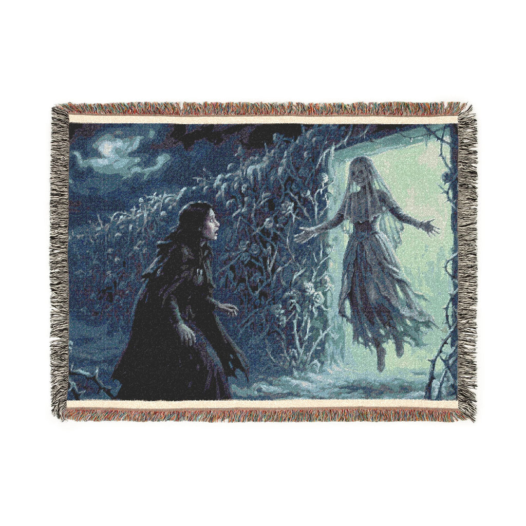 Gothic Mirror Woven Blanket — Haunting Phantom Reflection Throw