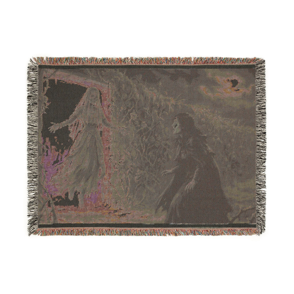 Gothic Mirror Woven Blanket — Haunting Phantom Reflection Throw