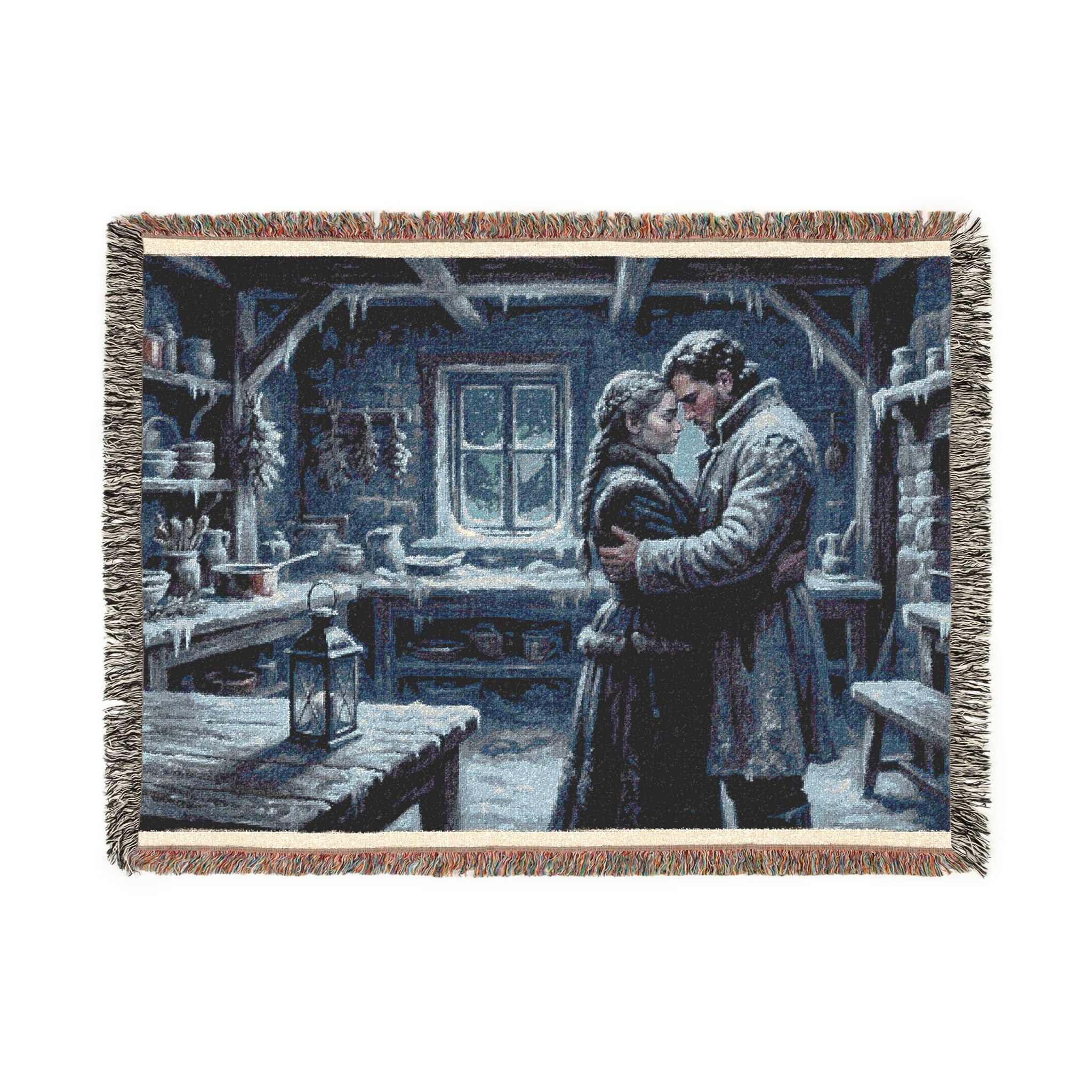 Romantic Cabin Embrace Woven Blanket
