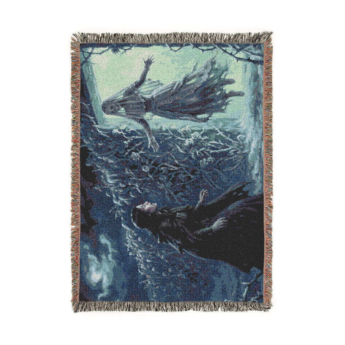 Gothic Mirror Woven Blanket — Haunting Phantom Reflection Throw
