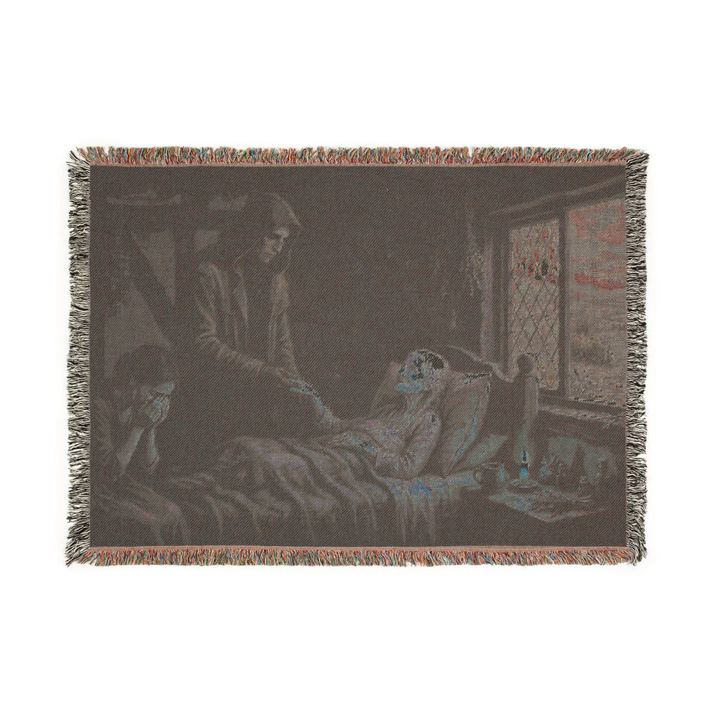 Candlelit Victorian Woven Blanket — Gothic Literary Throw