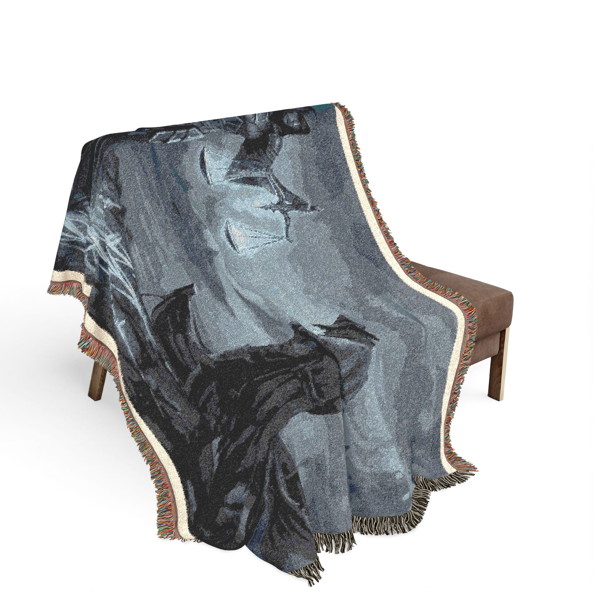 Old Sea Tale Woven Blanket — Viking Mythic Tapestry Throw