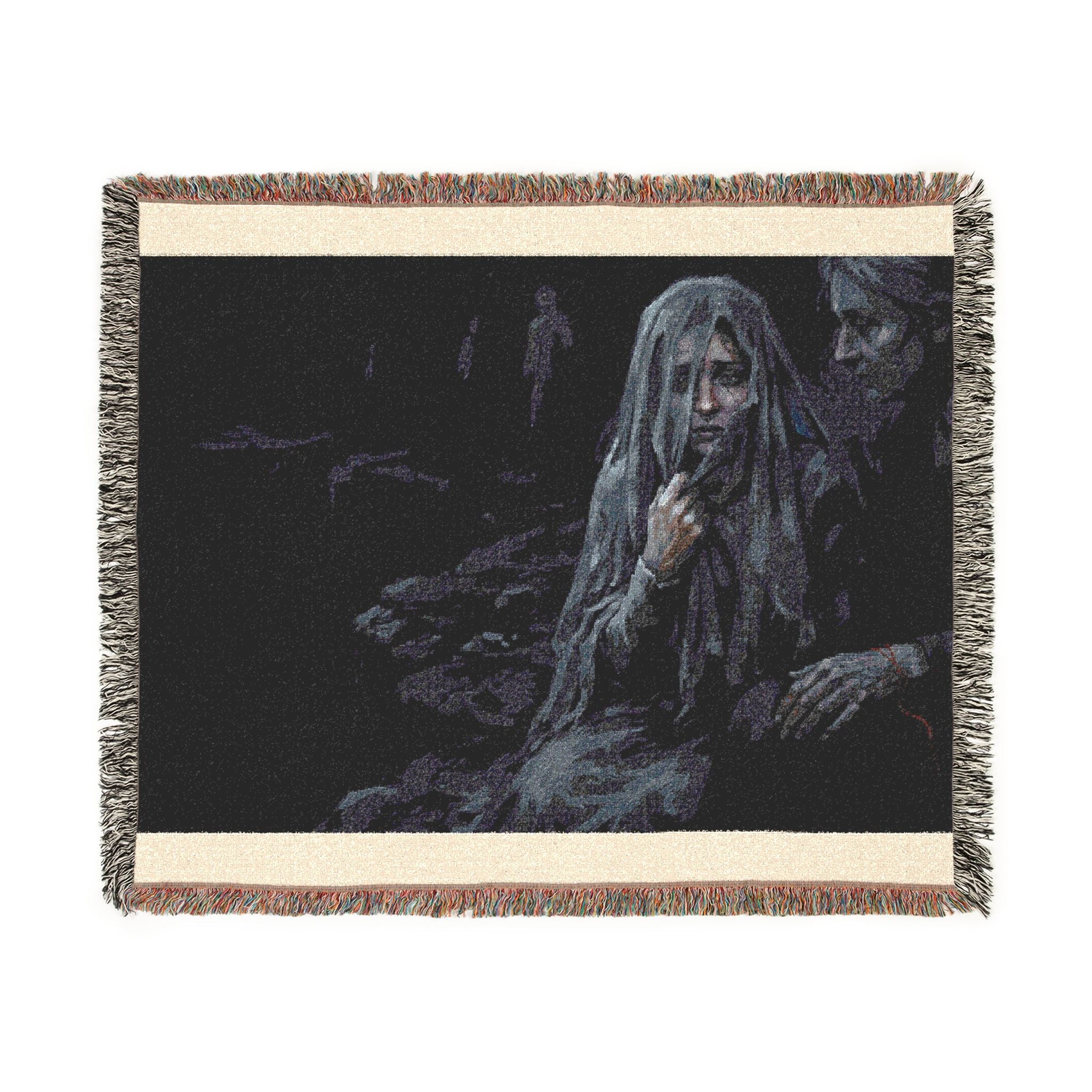 Haunting Woman Tapestry Blanket – Gothic Woven Throw for Dark Home Decor