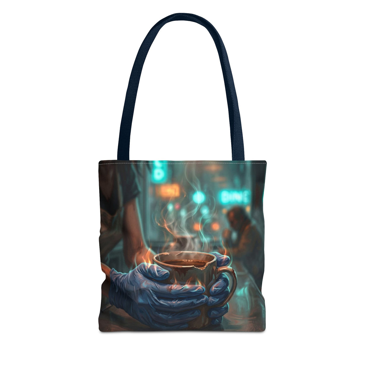 Cold Hands Warm Cup Tote Bag - Cozy Noir Diner Book Bag