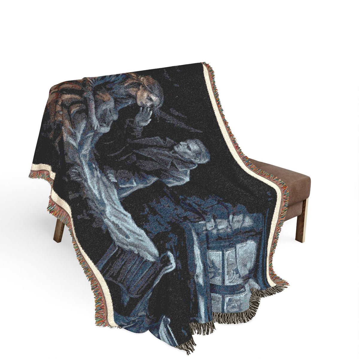 Candlelit Interior Woven Blanket — Victorian Dark Romance Throw