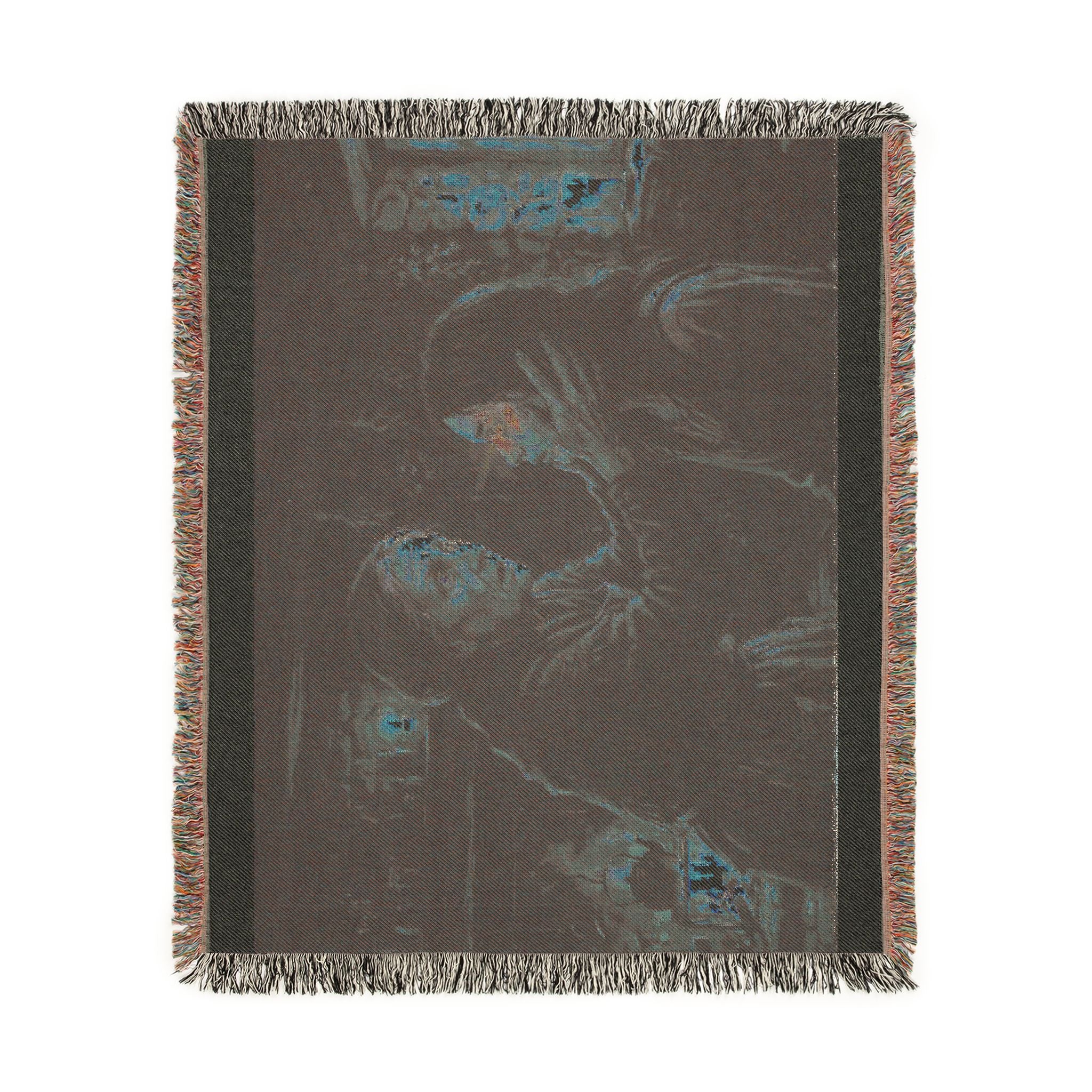 Candlelit Study Woven Blanket — Gothic Occult Reading Throw