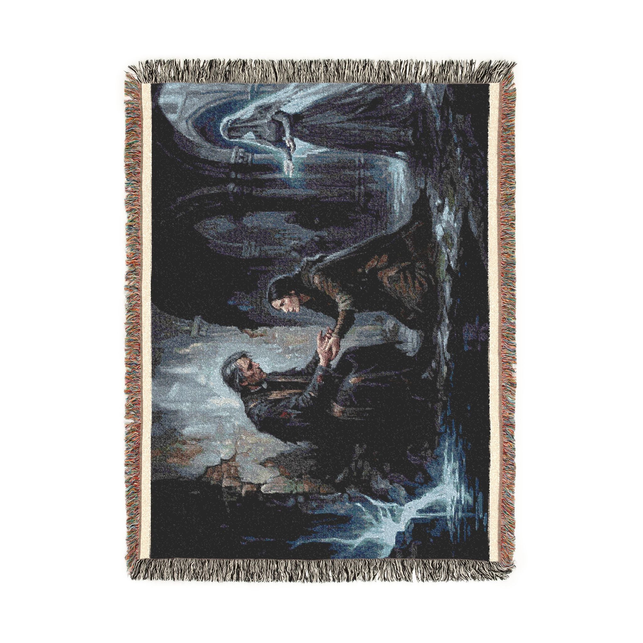 Woven Blanket - Gothic Cloister Scene Tapestry Throw (Medieval Prayer Artwork)