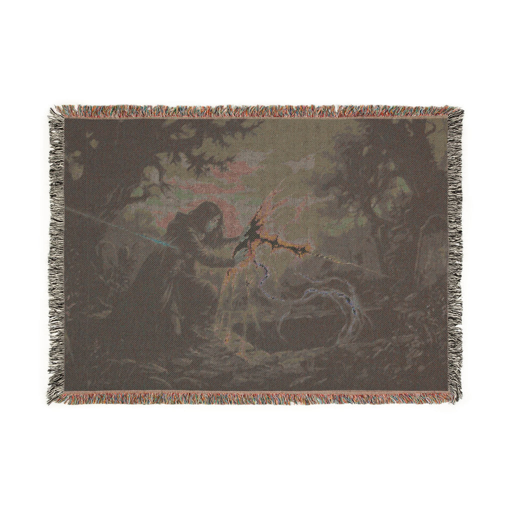 Dragon Knight Woven Blanket – Fantasy Battle Tapestry Throw