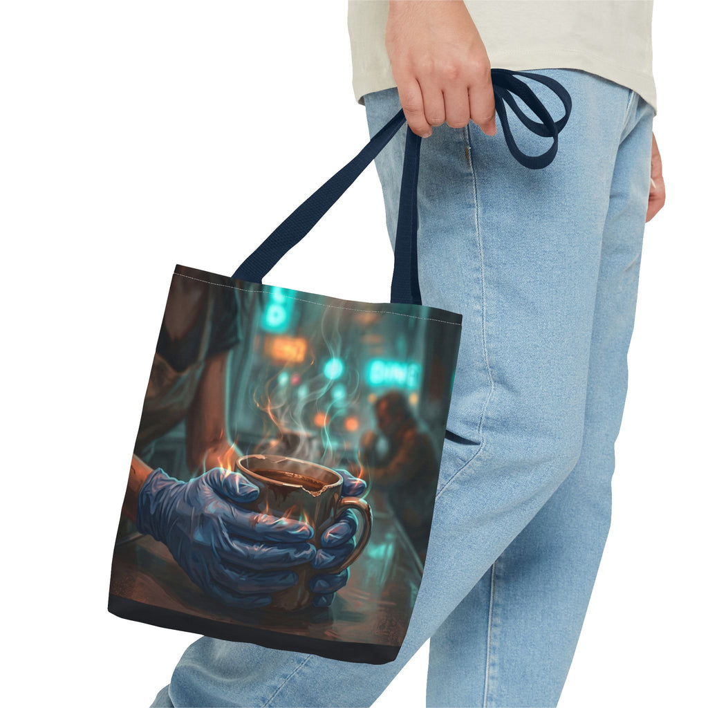 Cold Hands Warm Cup Tote Bag - Cozy Noir Diner Book Bag