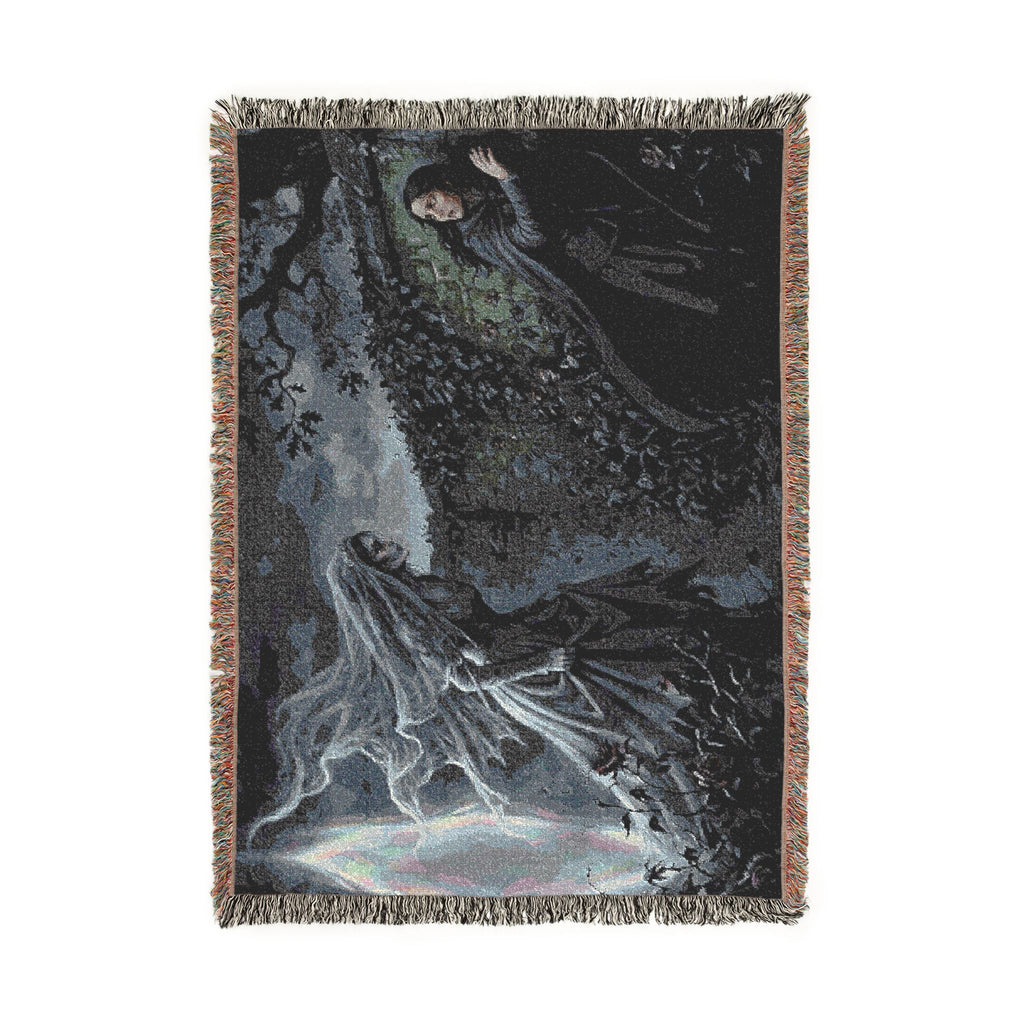 Midnight Ink Woven Blanket — Occult Mystic Tapestry Throw