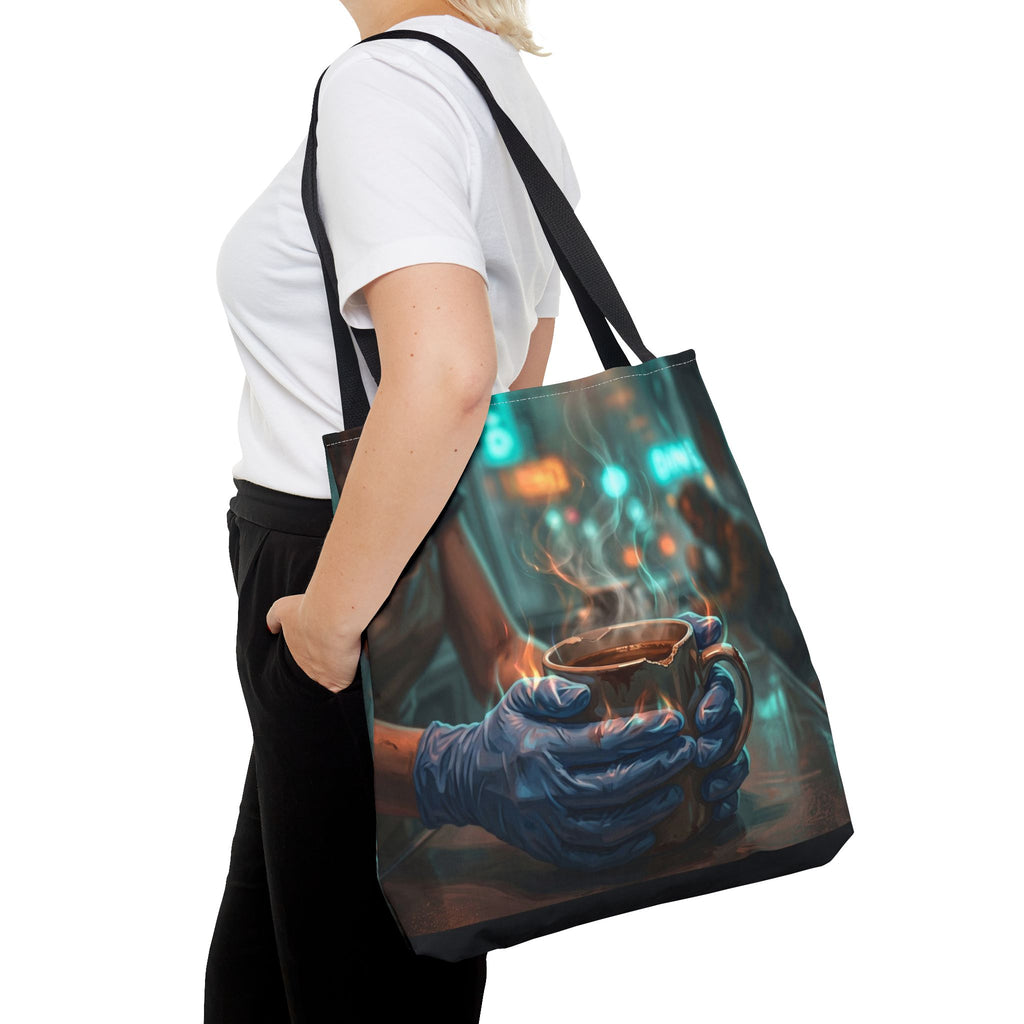 Cold Hands Warm Cup Tote Bag - Cozy Noir Diner Book Bag